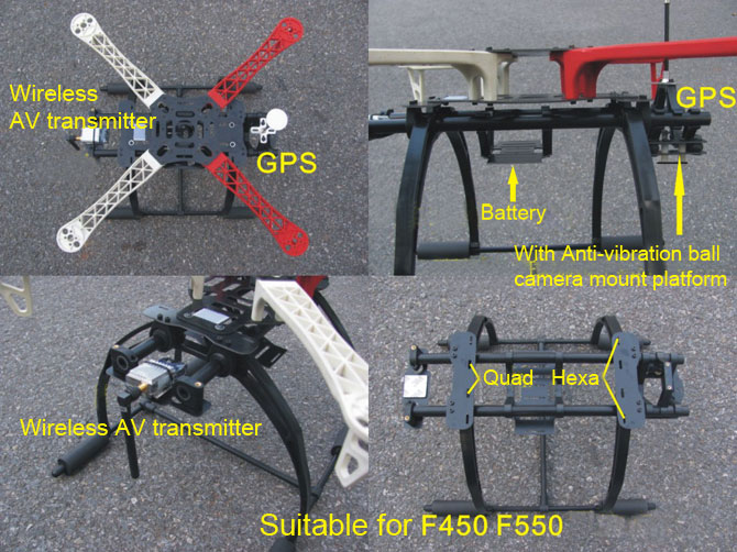Kit FPV Anti-vibration Landing Skid For DJI F450 F550 Quadcopter 