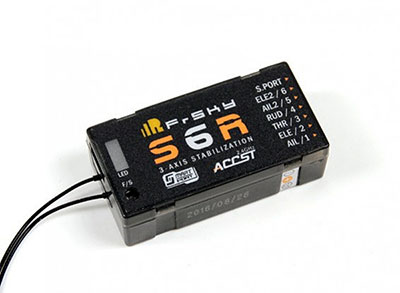 FrSky S6R 6 Channel Receiver w/ Built-In 3 Axis Gyro and Smart Port (EU) LBT Version