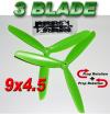 3 Blade Propeller 9x4.5 GREEN - 1 Pair  1 x normal & 1 x Counter Rotate