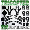 Full set of Tricopter CNC cut Black FR4 FiberGlass Pack